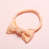 New Solid Color Super Soft And Seamless Nylon Baby Cute Bow Rubber Band Headband sku image 21