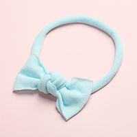 New Solid Color Super Soft And Seamless Nylon Baby Cute Bow Rubber Band Headband sku image 22