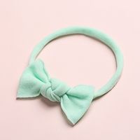 New Solid Color Super Soft And Seamless Nylon Baby Cute Bow Rubber Band Headband sku image 23
