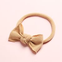 New Solid Color Super Soft And Seamless Nylon Baby Cute Bow Rubber Band Headband sku image 24