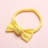 New Solid Color Super Soft And Seamless Nylon Baby Cute Bow Rubber Band Headband sku image 25