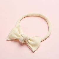 New Solid Color Super Soft And Seamless Nylon Baby Cute Bow Rubber Band Headband sku image 26