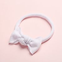 New Solid Color Super Soft And Seamless Nylon Baby Cute Bow Rubber Band Headband sku image 27