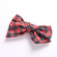 Commerce De Gros De Lin De Coton Faits À La Main Big Plaid Bow Filles Pinces À Cheveux sku image 3