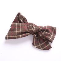 Commerce De Gros De Lin De Coton Faits À La Main Big Plaid Bow Filles Pinces À Cheveux sku image 10