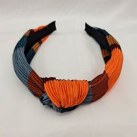 New Middle Knot Pleated Wide Contrast Color Fabric Headband sku image 1