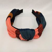 New Middle Knot Pleated Wide Contrast Color Fabric Headband sku image 2