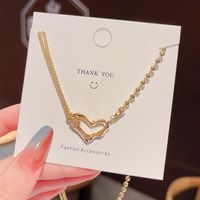 Fashion Necklace Heart-shaped Pendant Creative Copper Collarbone Chain sku image 1