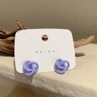 Simple Periwinkle Flower Blue Earrings Fashion Solid Color Alloy Stud Earrings sku image 1