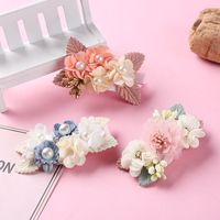 New Three-dimensional Simulation Flower Children's Pearl Hairpin Edging Headwear main image 4