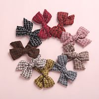 Creative 9 Colors Imitation Cotton And Linen Bow Children's Hairpin main image 1