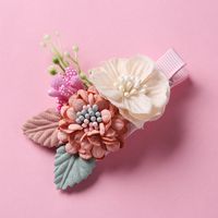 New Three-dimensional Simulation Flower Children's Pearl Hairpin Edging Headwear sku image 2