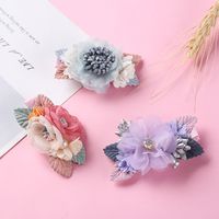 New Three-dimensional Simulation Flower Children's Pearl Hairpin Edging Headwear sku image 21
