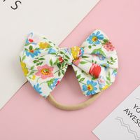 Spring Bow Cotton Floral Headband Baby Nylon Baby Soft Hair Rope sku image 8