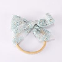 Simple Lace Mesh Bow Super Soft Nylon Baby Headwear sku image 4