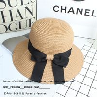Fashion Bow Foldable Sun Hat Female Summer Vacation Leisure Beach Hat sku image 1