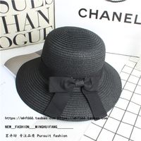 Fashion Bow Foldable Sun Hat Female Summer Vacation Leisure Beach Hat sku image 2