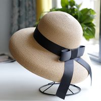 Retro Black Straw Hat Sun Hat Sunscreen Vacation Beach Hat sku image 2