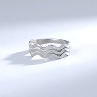 New Fashion Sky Blue Luminous Wave Shape Stainless Steel Ring main image 2