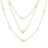 New Simple Chain Beaded Alloy Multilayer Pearl Long Necklace main image 7