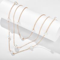 New Simple Chain Beaded Alloy Multilayer Pearl Long Necklace sku image 1