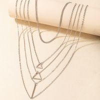 Retro Simple Geometric Hollow Triangle Multi-layer Alloy Necklace main image 5