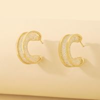 Simple Crystal Mesh Circle Geometric Alloy Stud Earrings Wholesale main image 2