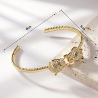 Bracelet En Or À Tête De Léopard À La Mode Bracelet En Alliage De Zircon Incrusté Simple main image 4