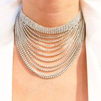 Fashion Rhinestone Collar Trend Full Diamond Multilayer Necklace Wholesale main image 3