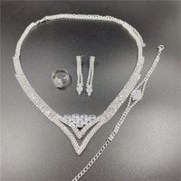 Classic Water Drop Rhinestone Necklace Earrings Ring Bracelet Four Piece Wholesale main image 3
