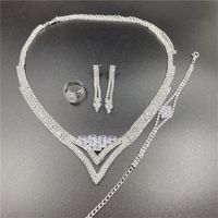 Classic Water Drop Rhinestone Necklace Earrings Ring Bracelet Four Piece Wholesale main image 2
