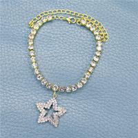 New Small Star Pendant Silver Plated Gold Plated Rhinestone Anklet main image 5