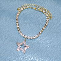 New Small Star Pendant Silver Plated Gold Plated Rhinestone Anklet main image 6
