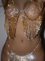 Sexy Rhinestone Tassel Geometric Body Chain Bikini Chest Chain main image 1