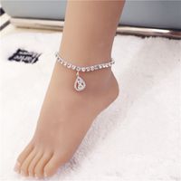 New Crystal Rhinestones Water Droplets Bear Women's Beach Anklet main image 4