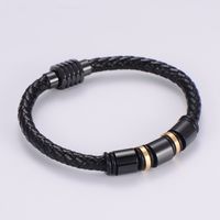 Simple Stainless Steel Magnet Buckle Braided Leather Rope Bracelet main image 1