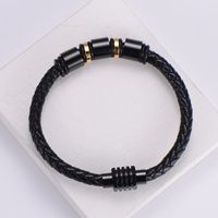 Simple Stainless Steel Magnet Buckle Braided Leather Rope Bracelet main image 4