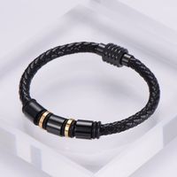 Simple Stainless Steel Magnet Buckle Braided Leather Rope Bracelet main image 5