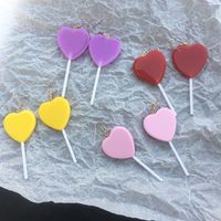 Simple Candy Color Lollipop Heart-shaped Long Ear Hook Wholesale main image 3