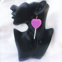 Simple Candy Color Lollipop Heart-shaped Long Ear Hook Wholesale main image 5