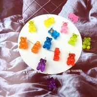 Cartoon Bear Creative Transparent Candy Color Earrings Wholesale main image 3