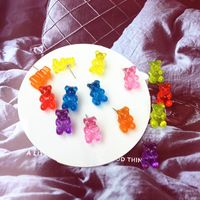 Cartoon Bear Creative Transparent Candy Color Earrings Wholesale main image 4