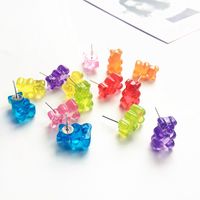 Cartoon Bear Creative Transparent Candy Color Earrings Wholesale main image 1