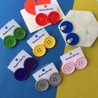 Fashion Colorful Candy-colored Button Earrings Round Resin Earrings main image 3