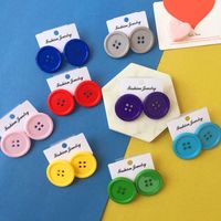 Fashion Colorful Candy-colored Button Earrings Round Resin Earrings main image 6