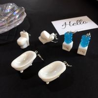 Funny Creative Hip-hop Bathtub Toilet Mini Water Dispenser Earrings Wholesale main image 2