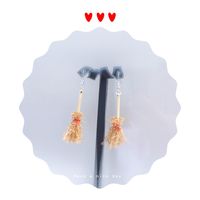Cute Contrast Color Witch Flying Witch's Broom Earrings Wholesale main image 4