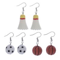 Vintage Mini Simulation Football Basketball Badminton Earrings main image 1