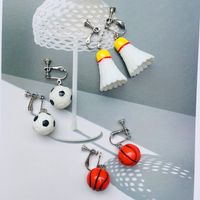 Vintage Mini Simulation Football Basketball Badminton Earrings main image 3