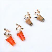 Creative Lemon Ice Black Tea Pearl Milk Tea Earrings Wholesale main image 5